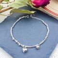wholesale S925 Sterling Silver Fashion Crushed Silver Heart Ballpoint Plain Silver Bracelet, Niche and Sophisticated Sweet Beaded Bracelet to Gift Girls-0-0