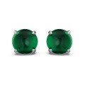 wholesale S925 retro pure silver earrings for women, elegant green chalcedony, classic four-prong setting, exquisite and simple, with silver ear pins for ear care-0-4