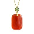 wholesale Gold-plated 925 silver with certificate, red jade pendant, cold enamel agate chalcedony plain plaque pendant for women-0-4