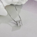 wholesale S925 Sterling Silver Geometric Square H Letter Pendant Minimalist Design Necklace for Women Cross Collarbone Chain Cross-Border New Product-0-0