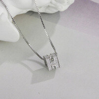 wholesale S925 Sterling Silver Geometric Square H Letter Pendant Minimalist Design Necklace for Women Cross Collarbone Chain Cross-Border New Product-Sterling silver pendant (without chain)  925 silver