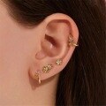 wholesale 925 Sterling Silver Micro-Inlaid Zircon Flower Leaf Hoop Earrings with Ear Clasp, Fresh and Sweet Pastoral Floral INS Style-0-3