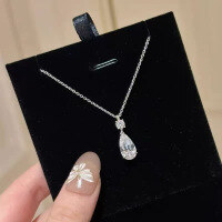 wholesale 925 silver new jewelry 10*16 teardrop pendant stylish personality necklace luxury ins style-White>925 silver