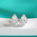 wholesale S925 sterling silver moissanite zirconia fashion versatile diamond-accented teardrop earrings, European and American-style wholesale jewelry, minimalist ear studs-0-0