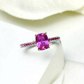 wholesale S925 Sterling Silver 6*8mm Pink Cubic Zirconia Ins Style Daily Minimalist Versatile Ring Women's Cross-Border Design-0-2