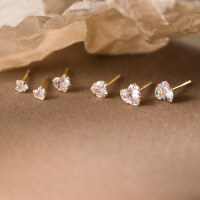 wholesale S925 Sterling Silver Fresh and Sweet Ins Style Niche Design Exquisite Single Diamond Love Earring M05774-S925 silver pair gold 3mm