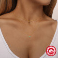 wholesale S925 Sterling Silver Double Layer Stackable Single Turquoise Inlaid Diamond Necklace, Women's Fashion Daily Wear-0-2