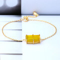 wholesale Sterling Silver Japanese-Inspired Luxury Jewelry, DunLi New Collection Minimalist Style Natural Yellow Chalcedony Bracelet, Forest-Themed Gift for Best Friend-0-0