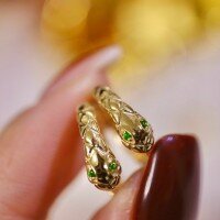 wholesale S925 sterling silver small spirit snake ear cuff, Year of the Snake earrings, snake-patterned, cool and stylish, can be worn while sleeping, versatile and exquisite-BE0228-Gold>925 Silver