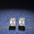 S925 Silver Moissanite Rectangular Emerald Earrings, Fine Jewelry Quality-0-4