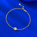 wholesale S925 silver jewelry new style 6mm single diamond bubble bracelet with gold chain, simple, elegant, versatile, and fashionable for live streaming-0-0