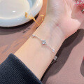 wholesale S925 Sterling Silver Lucky Four-Leaf Clover Bracelet for Women, Small and Exquisite, High-End Sense, Elegant, Delicate Engraved Hand Jewelry Gift-0-3