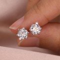 wholesale S925 Sterling Silver Moissanite Six-Prong Stud Earrings, Popular Korean Style Minimalist Moissanite Women's Jewelry, Amazon Best-Seller, Recommended for Independent Websites-0-3