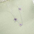 wholesale 925 Sterling Silver with Natural Amethyst and Garnet Asymmetrical Starfish Pendant Necklace Collarbone Chain-0-2