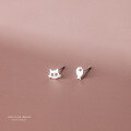 wholesale 925 Sterling Silver Cat And Fish Stud Earrings For Women-0-3