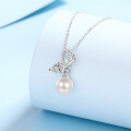 wholesale 925 Sterling Silver Natural Freshwater Pearl Necklace Women Zhuang Zhou Dreams of Butterfly Pendant Light Luxury Niche Collarbone Chain Drop Shipping Wholesale-0-1