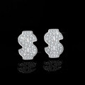 Sterling Silver Earrings with Moissanite, Bitcoin Design, Export Quality-0-1