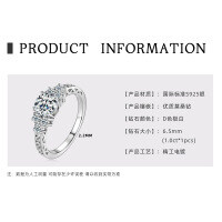 S925 Silver Classic Halo Five-Stone Moissanite Engagement Ring-Classic diamond ring  6 US size