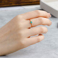 wholesale S925 Sterling Silver Vintage Minimalist Small Fresh Amazonite and White Crystal Ring by Dunli Jewelry-0-1