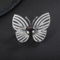 wholesale S925 Sterling Silver New Natural Freshwater Pearl Butterfly Brooch, Designer Edition Fashionably Luxurious with a High-End Feel-0-2