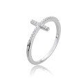 wholesale 925 Sterling Silver Micro-Paved Zircon Cross Ring, Fashionable Commute OL Classic Trend Versatile High-End Ring-0-0