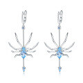 wholesale S925 Sterling Silver Insect Series Designer Earrings, Spider Design with Natural Topaz Earrings-0-0