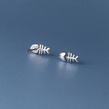 wholesale S925 Silver Nalan Korean Style Minimalist Women's Stud Earrings Fish Bone Cute Creative Ear Jewelry M01457-0-4