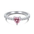 wholesale S925 Sterling Silver Cross-Border New Ring for Women, Fashion Sweet Rainbow Pink Barbie Series Heart-Shaped Zircon Ring-0-17