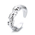 wholesale S925 Sterling Silver Irregular Korean Style Ribbon Bow Wrapped Open Ring Fashion Trendy Personalized Twisted Finger Ring-0-4