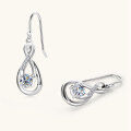 wholesale Metal material, cross-border new infinity symbol moissanite ear hooks, elegant drop earrings, European and American fashion ear dangle earrings wholesale-0-1