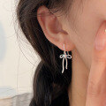wholesale S925 Sterling Silver Simple Popular Bow Ear Hooks for Women, Korean New Versatile Personalized Elegant Earrings-0-0
