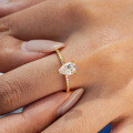 18K Gold Plated S925 Silver Moissanite Pear-shaped Halo Ring-0-1