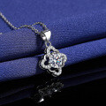 Sterling Silver Geometric Four-Leaf Clover Moissanite Pendant Necklace-0-1