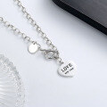 wholesale S925 Sterling Silver Trendy OT Buckle Love Pendant Necklace, Hip-Hop Style Versatile Choker-0-3