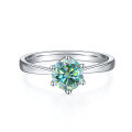 wholesale S925 silver green moissanite 1 carat designed ring with GRA certificate, fashion gemstone ring-0-4