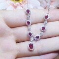 wholesale S925 Sterling Silver Light Luxury Red Diamond Necklace, Fashionable and Versatile, Elegant and Unique, Niche Design with a High-End Sense, Collarbone Chain-0-5