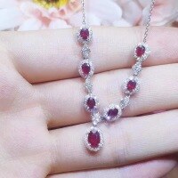 wholesale S925 Sterling Silver Light Luxury Red Diamond Necklace, Fashionable and Versatile, Elegant and Unique, Niche Design with a High-End Sense, Collarbone Chain-xb1334-ruby necklace