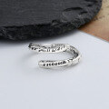 wholesale S925 Sterling Silver Creative Irregular Twisted Graffiti Open Ring, Mobius Style Index Finger Ring-0-1