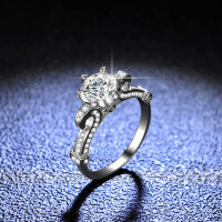 925 Sterling Silver Moissanite Six-Prong Classic Proposal Ring for Women-1 carat (empty setting)  14 yards