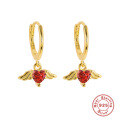 wholesale S925 Sterling Silver Angel Heart Earrings, Cross-Border Fashion, Creative Luxury Ear Clips for Women-0-7