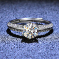 S925 Sterling Silver Moissanite High-End Women's Half-Shank Open Adjustable Ring-0-0
