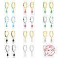 wholesale S925 Sterling Silver INS-style Cross-Border Bestseller Dripping Hoop Earrings with Colorful Diamonds-0-0