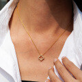 14K Gold Plated 925 Sterling Silver Full Pavé Moissanite Four-Leaf Clover Pendant Necklace-0-0
