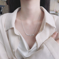 wholesale S925 Sterling Silver Creative Brushed Geometric Irregular Pendant Necklace, Fashionable Light Luxury Design Collarbone Chain-495L/approximately 7.9g 925 silver