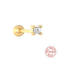 wholesale S925 Sterling Silver Four-Prong 3D Diamond O-Shaped Ear Bone Piercing Stud, Cross-Border Bestseller, INS Style-0-5