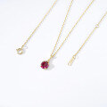 wholesale 925 Silver Gold-Plated Minimalist Korean Style OL Red Corundum Zircon Cross Chain Necklace for Women-0-1