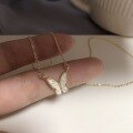 wholesale S925 Sterling Silver Butterfly Necklace New Design Women's Small Luxury Mother-of-Pearl Choker Necklace for Girlfriend-0-0