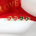 wholesale 925 Sterling Silver Heart Enamel Earrings, Minimalist and Versatile for Women, Small and Unique Ins Style Valentine's Day Earrings-0-2