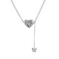 wholesale S925 Sterling Silver Fashion "Love for a Lifetime" Rose Heart Necklace with Small Butterfly Pendant, French-Style Niche-0-4