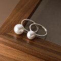wholesale S925 Sterling Silver Women's French Pearl Ring Retro Elegant Minimalist Open Ring R01215-0-3